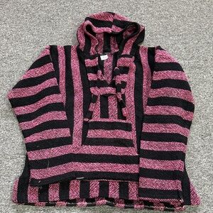 Unisex Striped Pink and Black Poncho